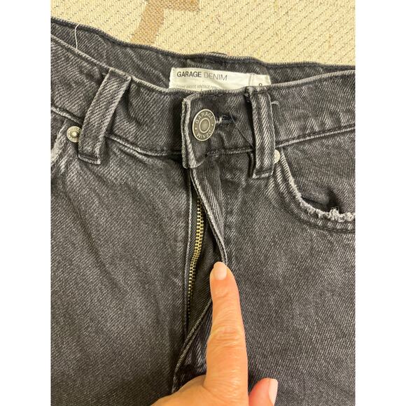 Garage denim black distressed vintage straight jeans, size: 0/ 24 - Picture 7 of 13